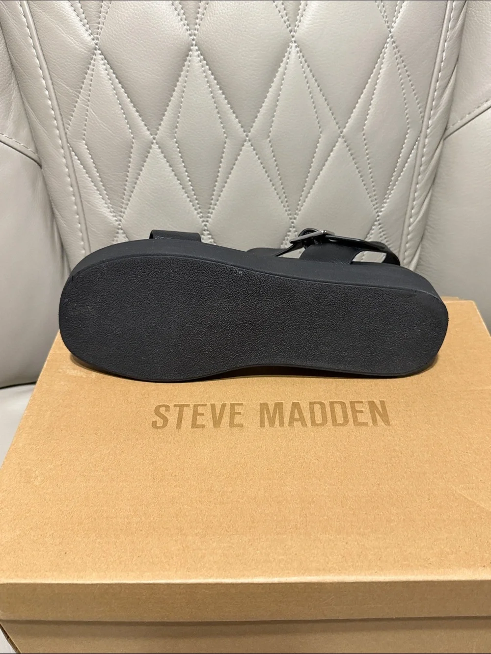 Steve Madden Rileey Black Platform Ankle-Strap Sandals